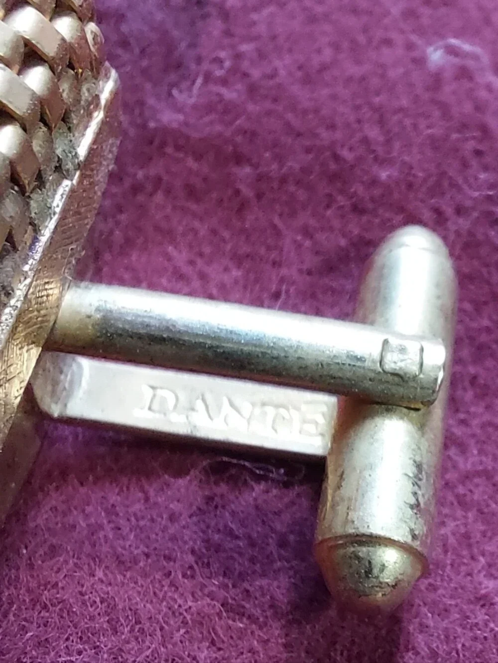 Dante Gold Mesh Cuff Links with Textured Design, Estate Jewelry, Vintage